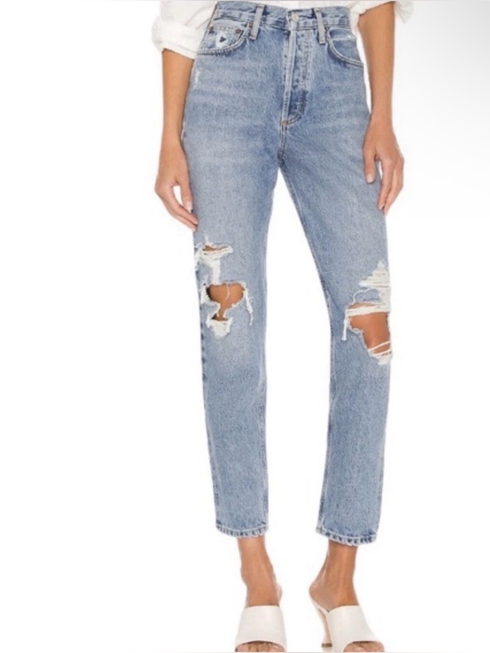 Agolde Fen High Rise Distressed Relaxed Organic Cotton Jeans